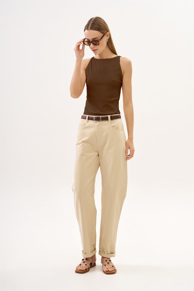 Vera Rib Tank Top Cashew Brown