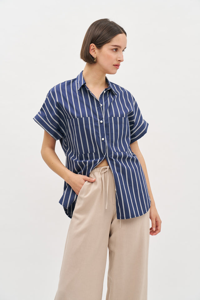 Daniel Blouse Navy Blue stripes