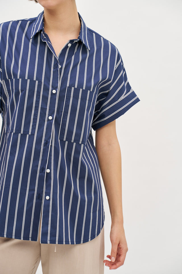 Daniel Blouse Navy Blue stripes