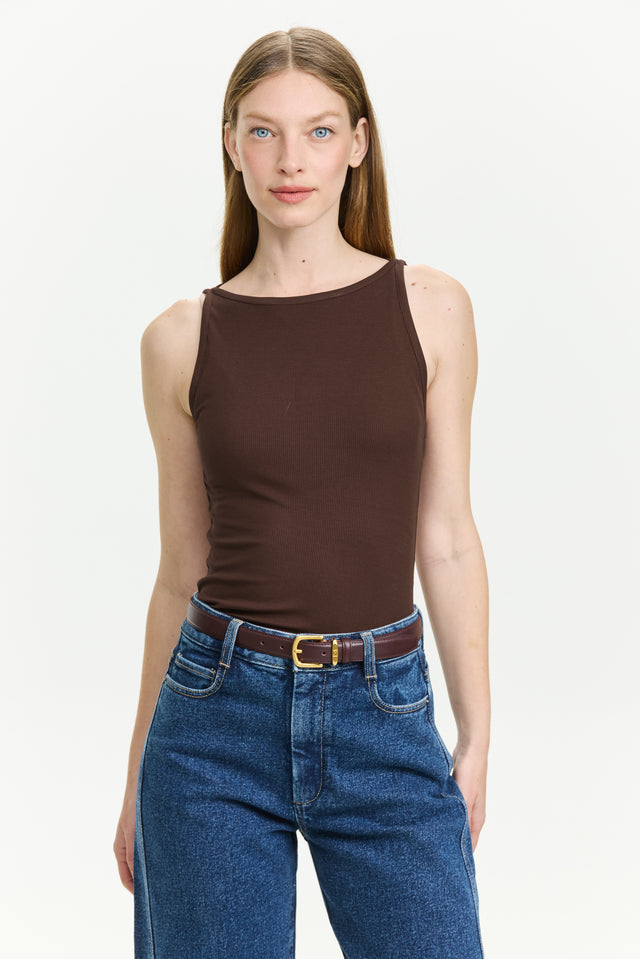 Vera Rib Tank Top Nut Brown