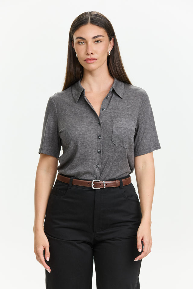 Alison Soft Blouse Dark Grey