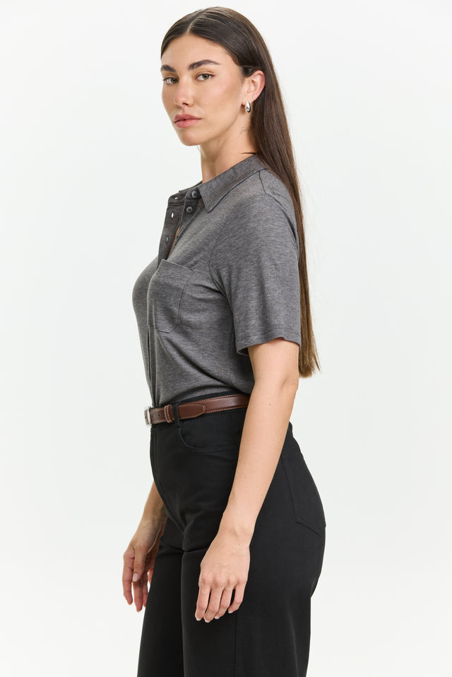 Alison Soft Blouse Dark Grey