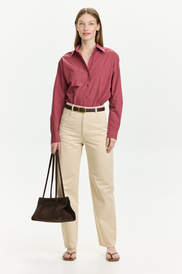Barrel Leg Pants Beige