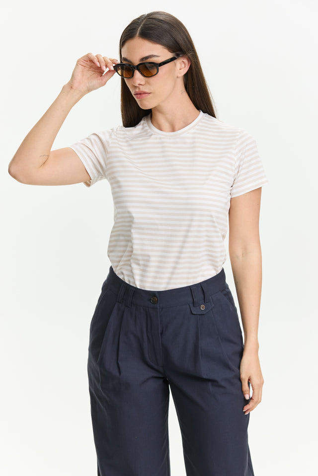 Tres fitted T Stripes Beige