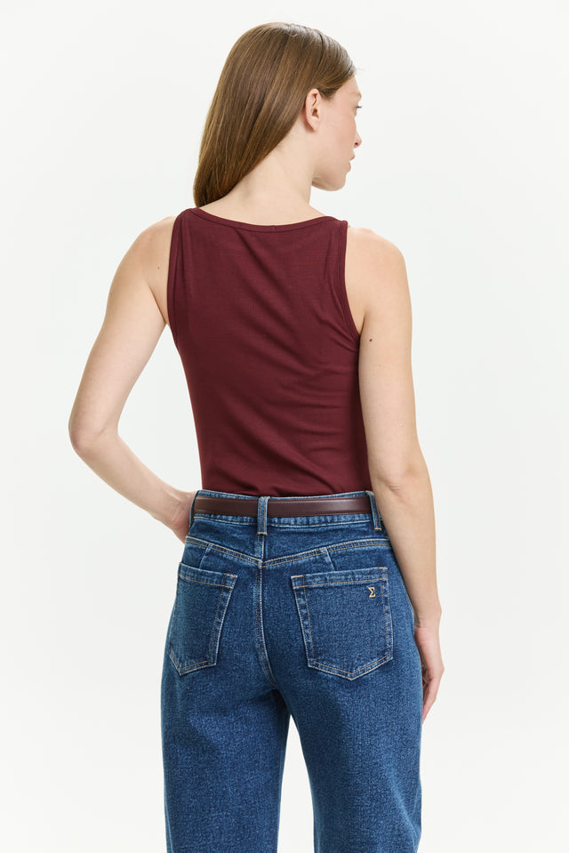 Vera Rib Tank Top Bordeaux