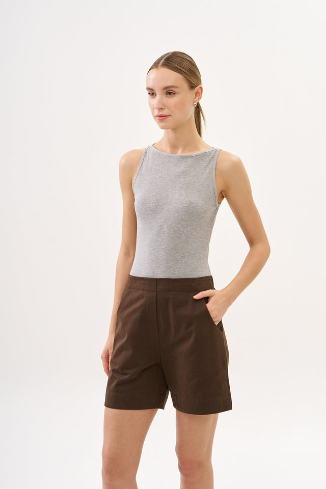 Vera Rib Tank Top Melange Grey