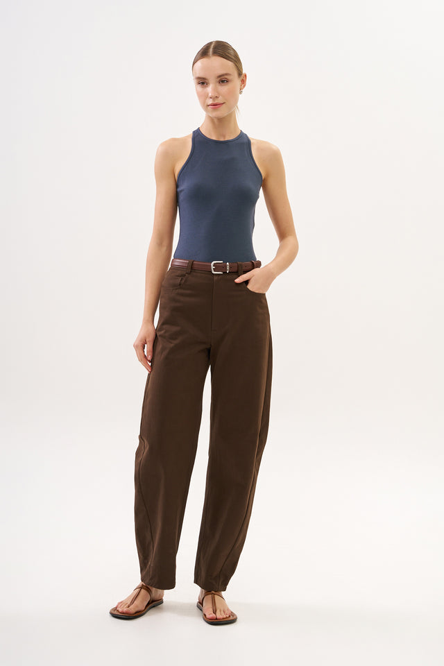 Barrel Leg Pants Brown