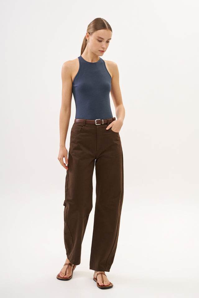 Barrel Leg Pants Brown