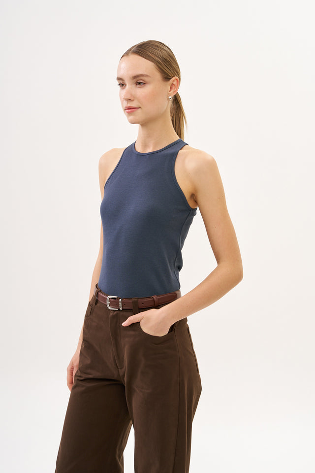 Zoe Rib Top Blue