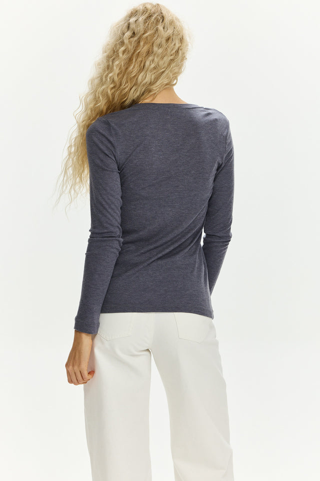 Mili Tencel Round Neck Top Grey