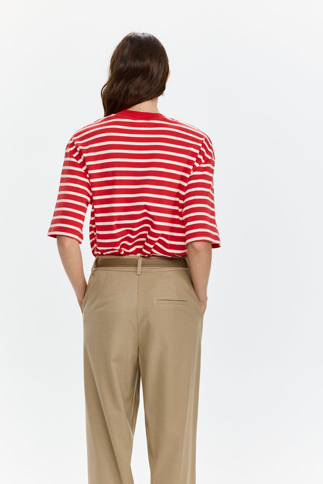 Oversized Sigma T Stripes Red
