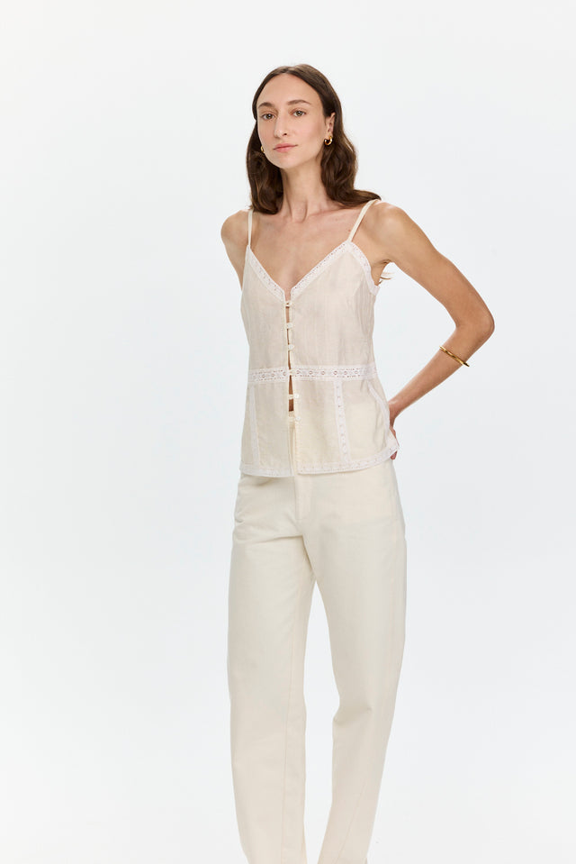 Camille Lace Top Beige