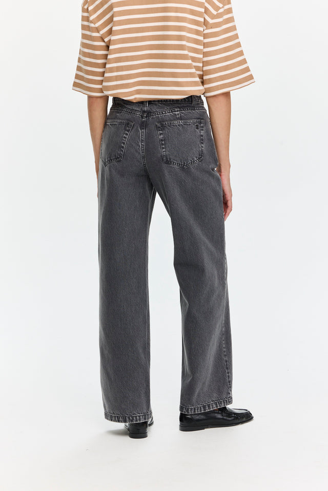 Pre Order Wide Leg Denim Washed Grey