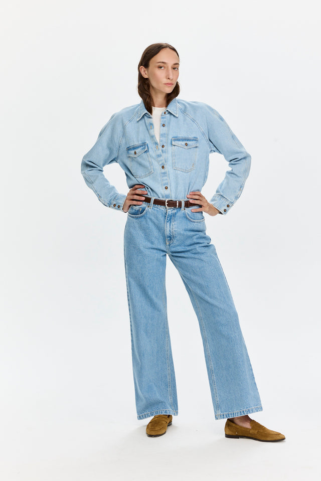 Wide Leg Denim Light Blue