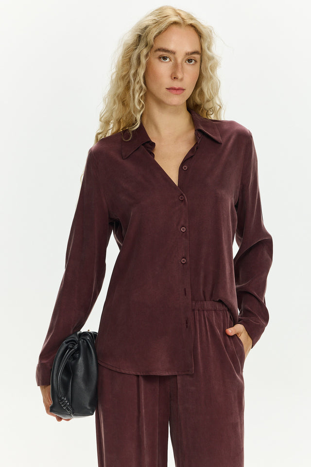 Cupro Blouse Bordeaux