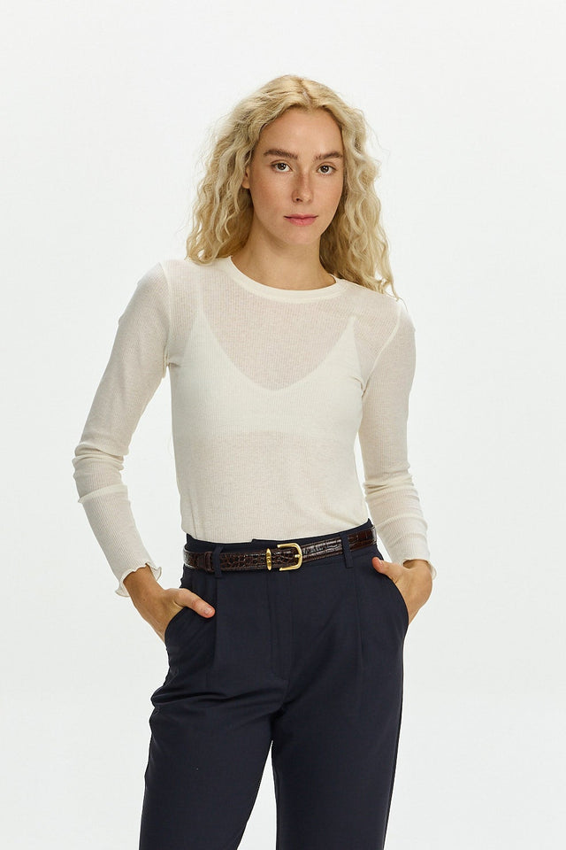 Fleur Long Sleeve T Cream