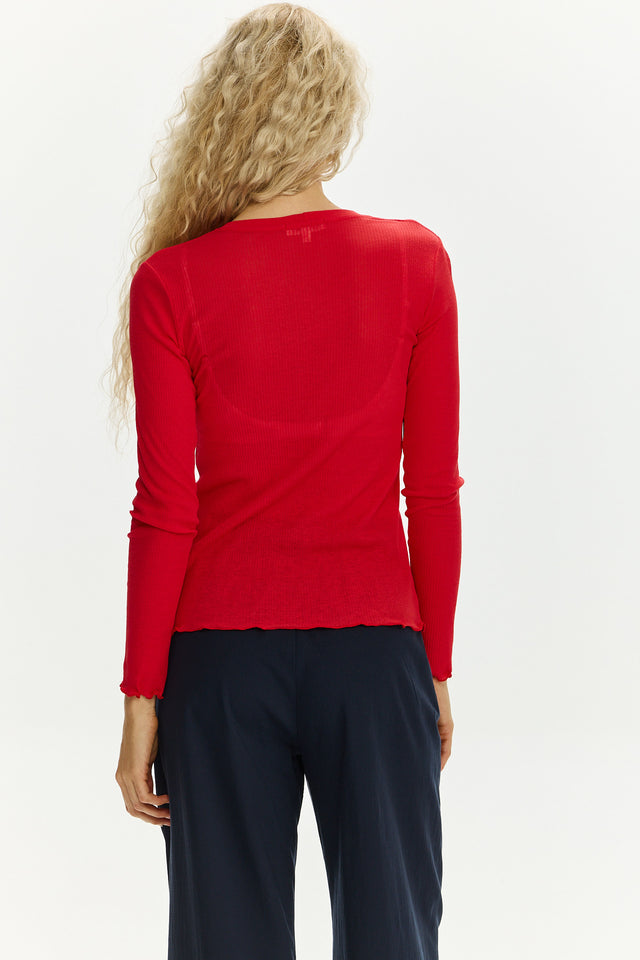 Fleur Long Sleeve T Red