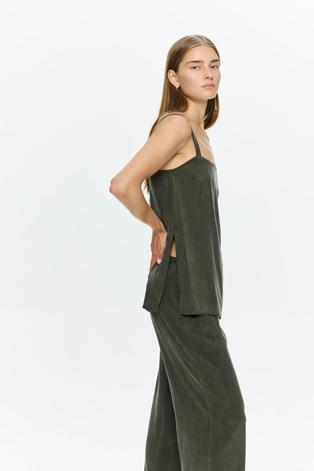 Margot Cupro Top Olive