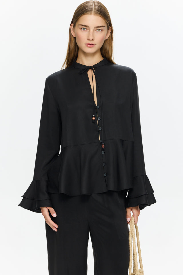 Pre-order: Charlotte Blouse Tencel Black