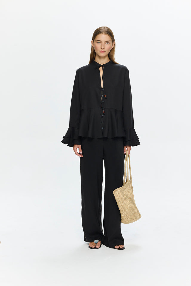 Pre-order: Charlotte Blouse Tencel Black