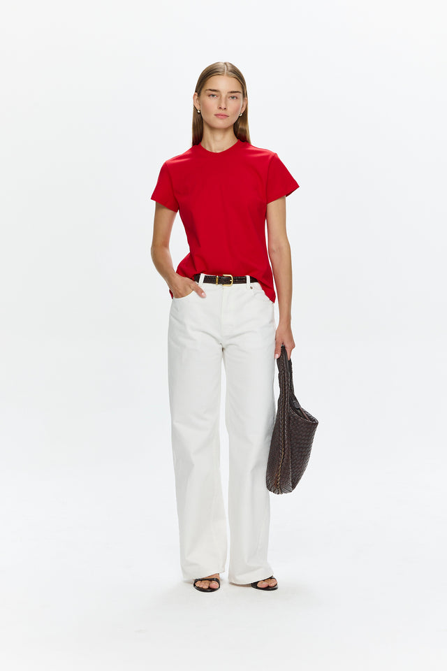 Wide Leg Mid Waist Denim White