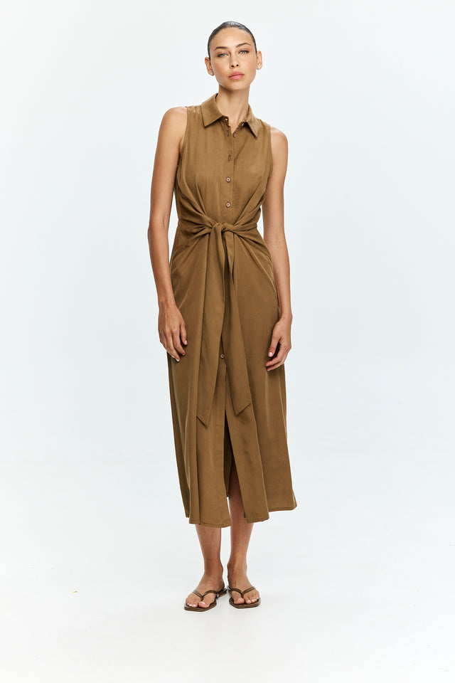 Sean Tie Dress Camel