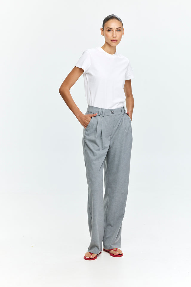 Noah Semi Tailored Pants Grey Melange