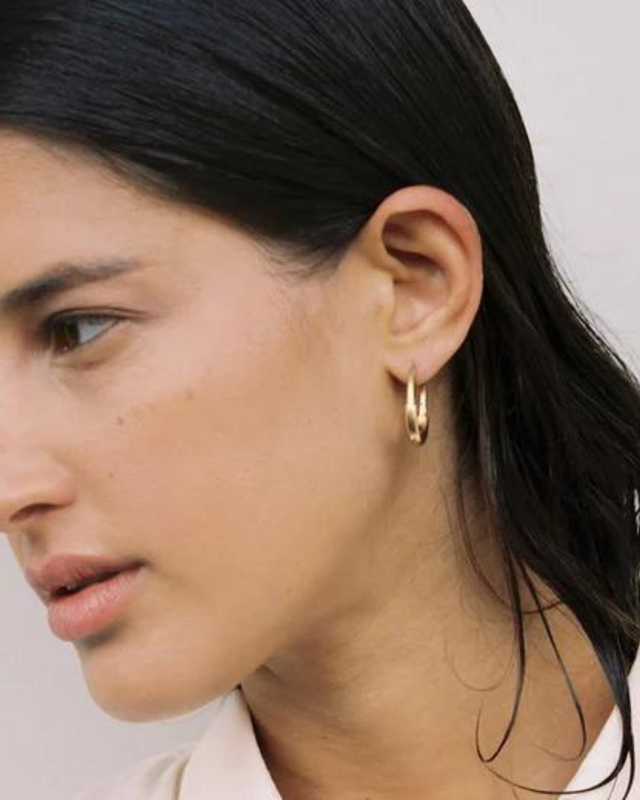 Gold Rectangle Step Hoops