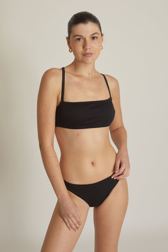 Black ribbed Olive Bikini bottom