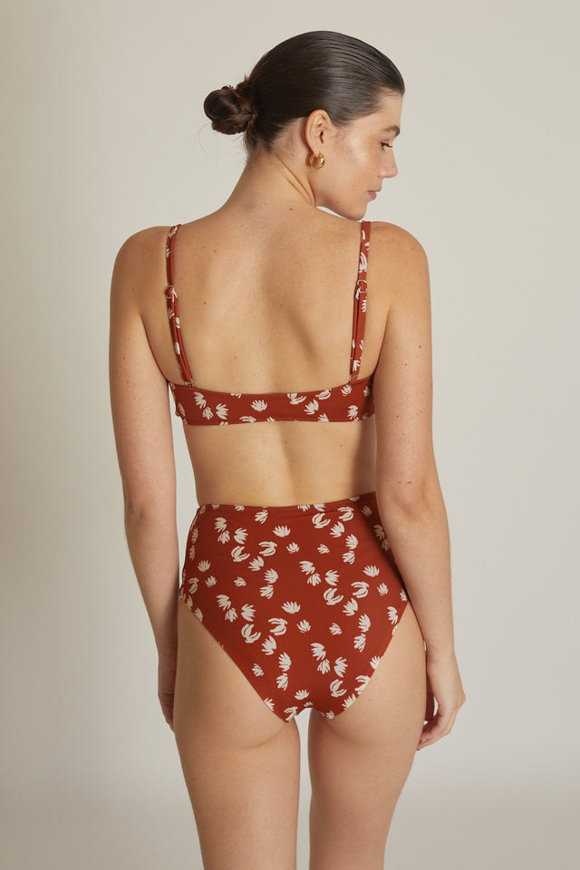 Brown print Jasmin Bikini Top
