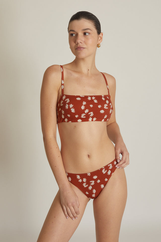 Brown print Olive Bikini bottom
