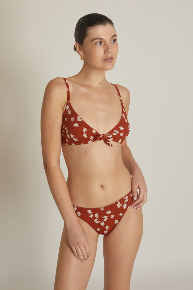 Brown print Olive Bikini bottom
