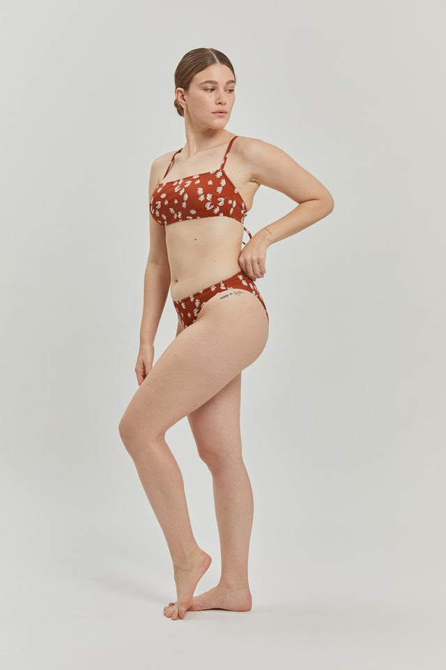Brown Print Poppy Bikini Top