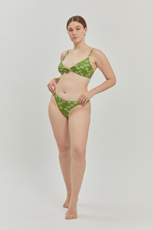 Green print Olive Bikini bottom