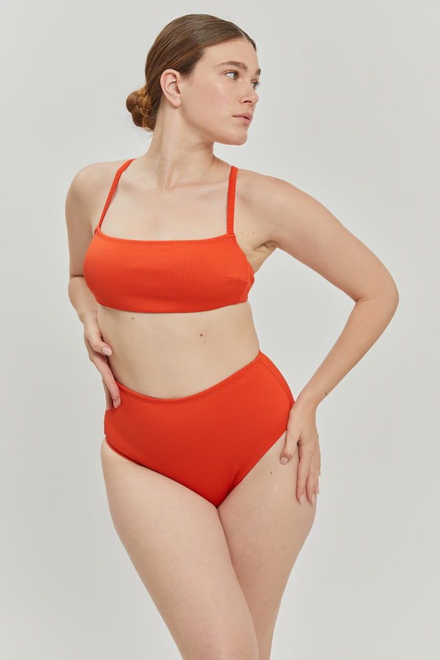 Orange ribbed Karly Bikini bottom