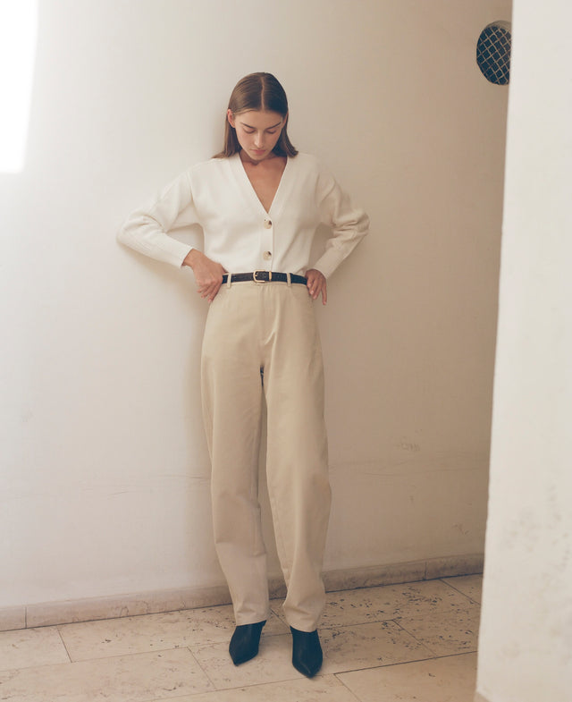 Barrel Leg Pants Sage Beige