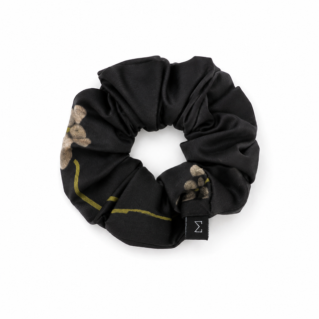 Chocolate Printed Tencel Scrunchie