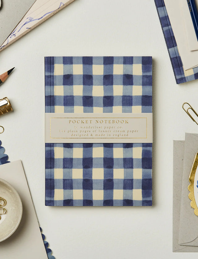 AYO Blue Gingham Pocket Note Book A6