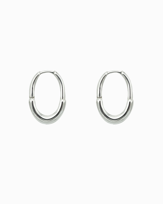 Rectangle Step Hoops Silver