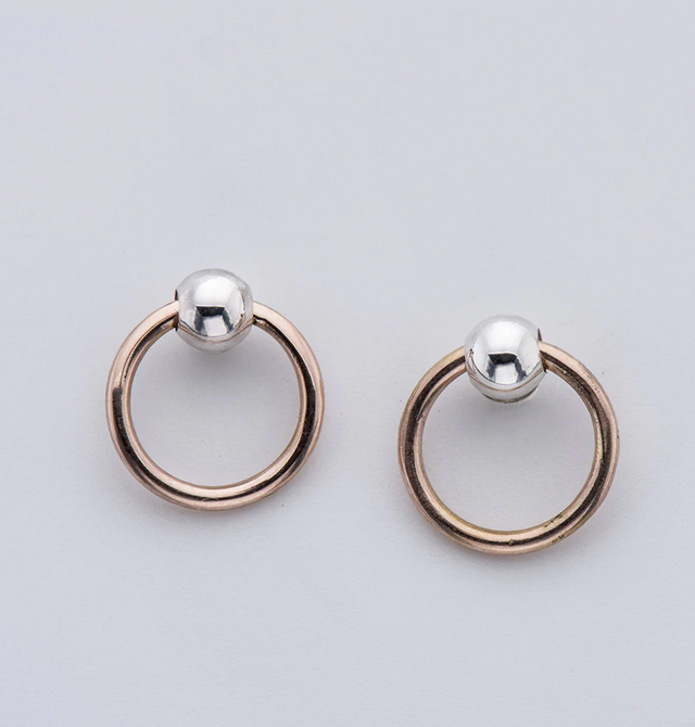 Silver & Rose Gold Mini Knocker Earring