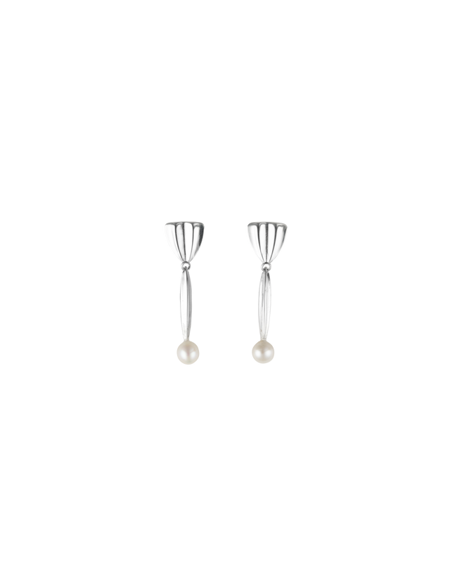 Spike Pearl Earrings Silver