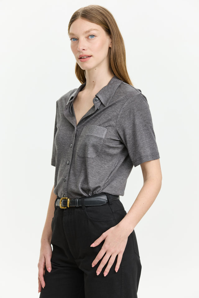 Alison Soft Blouse Dark Grey
