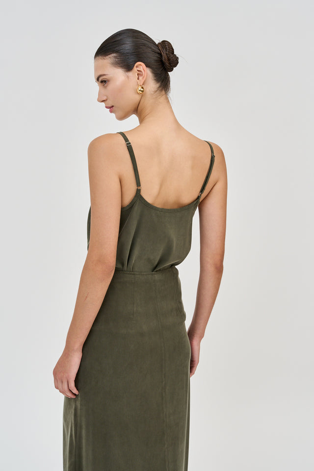 Riri Top Cupro Dark Olive