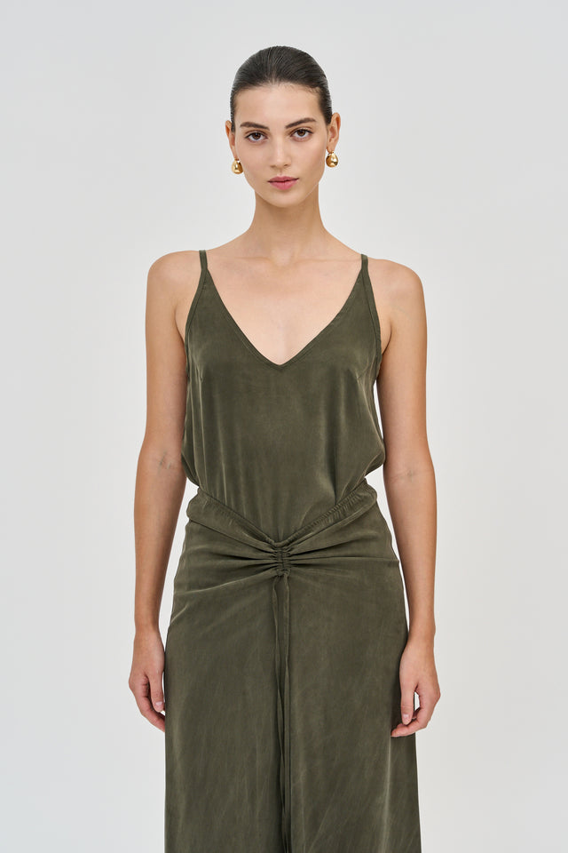 Riri Top Cupro Dark Olive