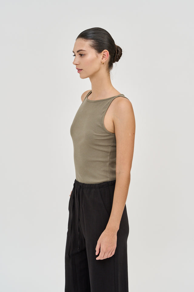 Vera Rib Tank Top Olive