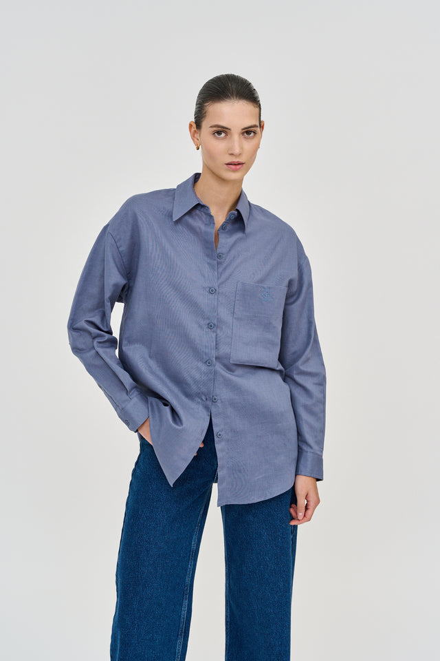 Andy Blouse Linen Denim Blue