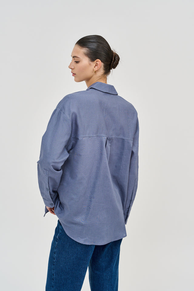 Andy Blouse Linen Denim Blue