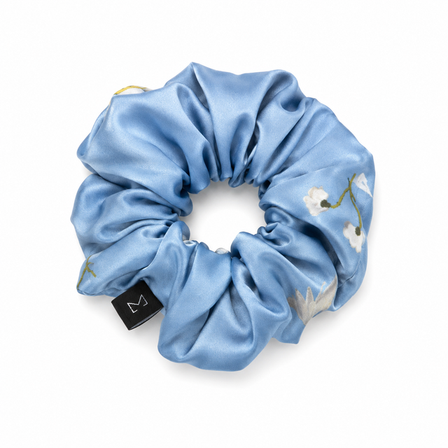 Light Blue Printed Tencel Scrunchie