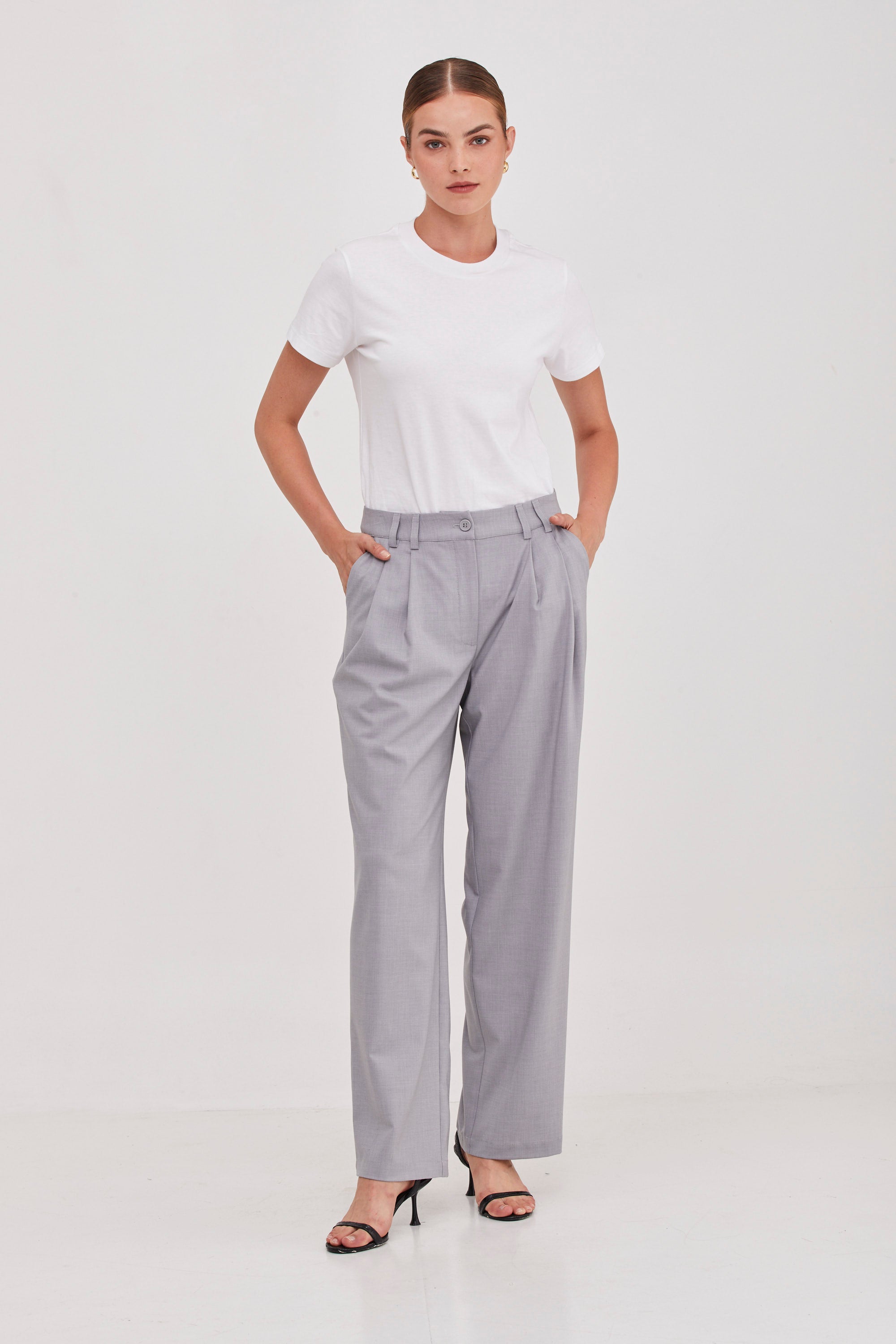 Buy Simply Be Grey Wide Leg Tailored Trousers from Next USA