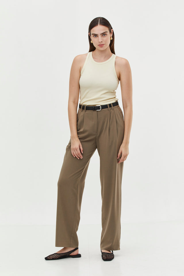 Noah Tailored Pants Dusty Olive